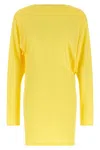 Jacquemus Flowing Viscose Jersey Dress With Embroidered Detailing In Yellow