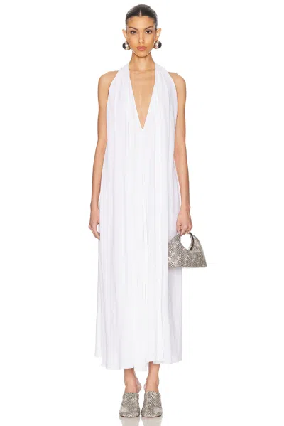 Jacquemus Norma Open-back Gathered Crepe Maxi Dress In White