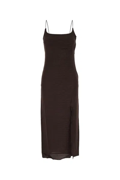 Jacquemus Womens Croco Brown La Robe Notte Croc-pattern Woven Midi Dress