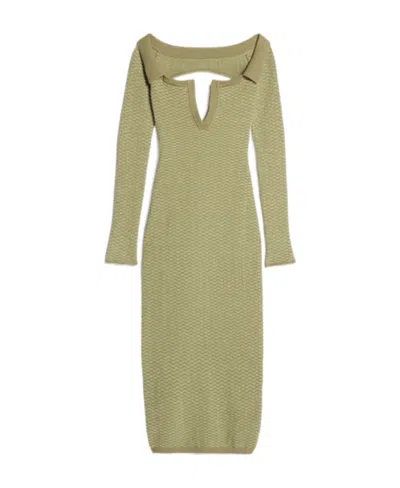 Jacquemus La Robe Pampero Off-shoulder Polo Dress In Green