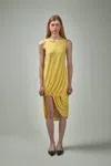 Jacquemus Peplo Sleeveless Draped High-low Dress In Yellow & Orange