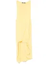 Jacquemus Draped Yellow Mini Dress With Unique Hem Knot