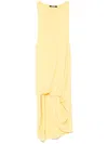 Jacquemus Draped Yellow Mini Dress With Unique Hem Knot