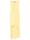 Jacquemus Draped Yellow Mini Dress With Unique Hem Knot