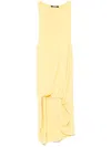 Jacquemus Draped Yellow Mini Dress With Unique Hem Knot In Yellow