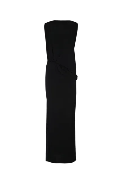 Jacquemus Peplo Draped Jersey Maxi Dress In Black