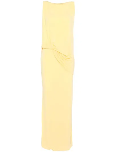 Jacquemus Peplo Stretch-jersey Maxi Dress In Yellow