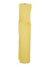 Jacquemus Draped Maxi Dress With Side Slit In Yellow