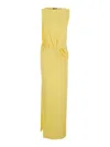 Jacquemus Draped Maxi Dress With Side Slit In Yellow