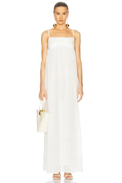 Jacquemus La Robe Peplo Satin Long Dress In White
