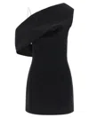 Jacquemus Asymmetric One Shoulder Mini Dress In Black