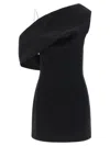 Jacquemus Asymmetric One Shoulder Mini Dress In Black