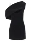 Jacquemus Asymmetric One Shoulder Mini Dress In Black