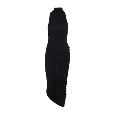 JACQUEMUS LA ROBE PIAZZA BLACK ACETATE MIDI DRESS