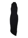 Jacquemus The Piazza Asymmetric Gathered Stretch-jersey Turtleneck Dress In Black