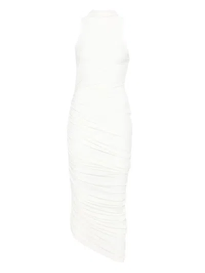 Jacquemus Asymmetric Hem Sleeveless High Neck Dress In White