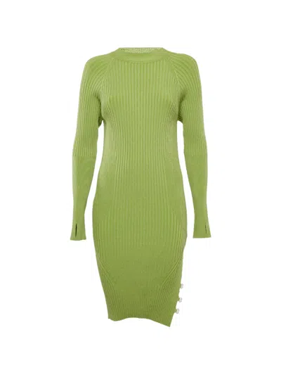 Pre-owned Jacquemus La Robe Pigolo Rib Knit Midi Dress In Green