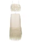 JACQUEMUS 'LA ROBE RAPHIA' MIDI CREAM WHITE DRESS WITH FRINGES AND CUT-OUT IN COTTON CANVAS WOMAN