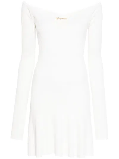 Jacquemus La Robe Ribbed Minidress In White