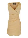 Jacquemus 'the Rita' Beige Dress With V-neck And Draped Details In Beige