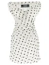 Jacquemus 'the Rita' White Dress With V-neck And Polka Dot Motif In White/black