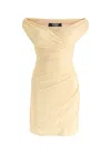 Jacquemus La Rita Draped Off-the-shoulder Mini Dress In Beige