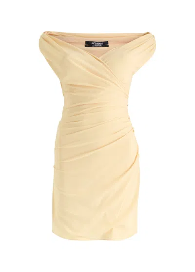 JACQUEMUS JACQUEMUS LA ROBE RITA GATHERED JERSEY MINI DRESS