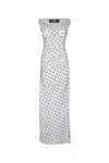 Jacquemus 'the Rita Lounge' White Long Dress With V-neck And Polka Dot Motif In Printdotslogowhiteb