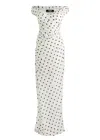 Jacquemus Rita Draped Gathered Polka-dot Crepe De Chine Maxi Dress In White And Black