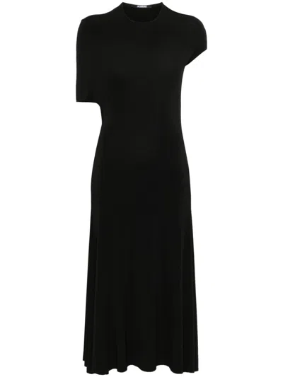Jacquemus La Robe Salerno Asymmetric Open-back Stretch-jersey Midi Dress In Black