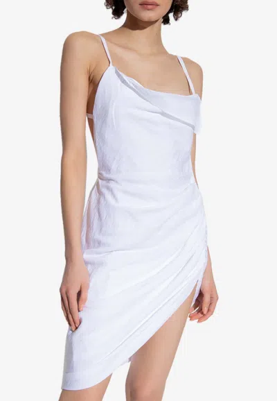 Jacquemus La Robe Saudade Draped Dress In White