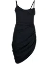 Jacquemus La Robe Saudade Asymmetrical Mini Dress In Black