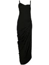 Jacquemus Saudade Open-back Ruched Twill Maxi Dress In Black