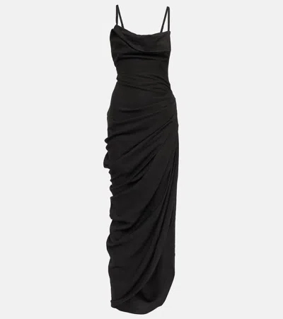 Jacquemus La Robe Saudade Long Viscose Blend Dress In Black