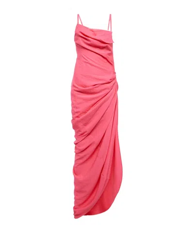 Jacquemus La Robe Saudade Voile Maxi Dress In Pink