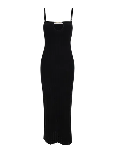 JACQUEMUS LA ROBE SIERRA BLACK MIDI DRESS IN VISCOSE WOMAN