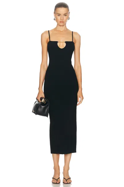 Jacquemus Embellished Ribbed-knit Midi Dress In Black