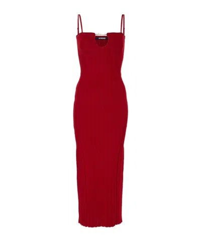 Jacquemus La Robe Sierra Bretelles Midi Dress In Red