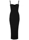 Jacquemus Embellished Ribbed-knit Midi Dress In Black