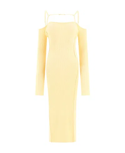 Jacquemus La Robe Sierra Long Sleeve Lingerie Dress In Nude