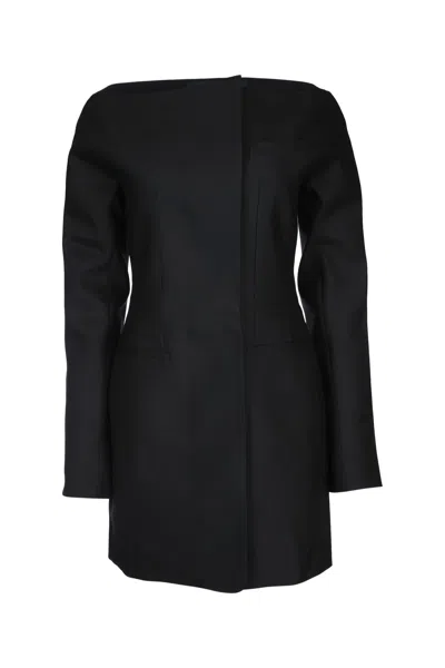 Jacquemus The Spalla Wool And Silk-blend Mini Dress In Black