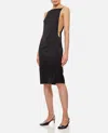 Jacquemus Spoglio High-neck Plunging-side Satin Dress In Black