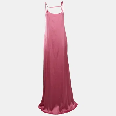 Jacquemus La Robe Stretch Satin Open-back Mentalo Maxi Dress In Pink