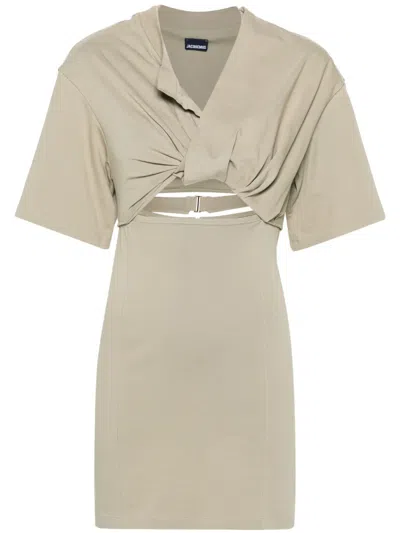 Jacquemus Bahia Mini Dress In Neutrals
