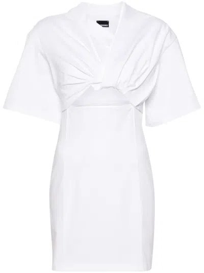 Jacquemus Bahia Twist-front Cutout Cotton Mini Dress In White