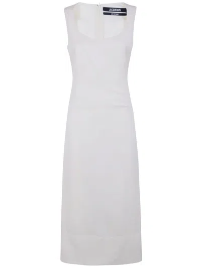 Jacquemus "la Robe Tablier" Midi Dress In White