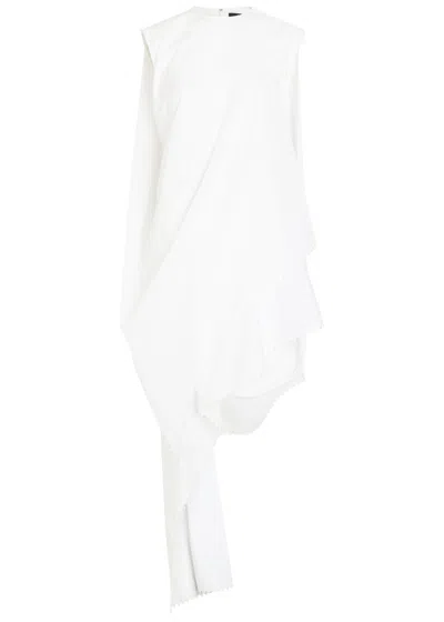 Jacquemus La Robe Traversin Courte Asymmetric Cotton-poplin Midi Dress In Neutral