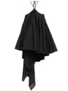 Jacquemus Courte Asymmetric Cotton-blend Crepon Halterneck Dress In Black