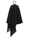 Jacquemus Courte Asymmetric Cotton-blend Crepon Halterneck Dress In Black