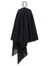 Jacquemus Courte Asymmetric Cotton-blend Crepon Halterneck Dress In Black
